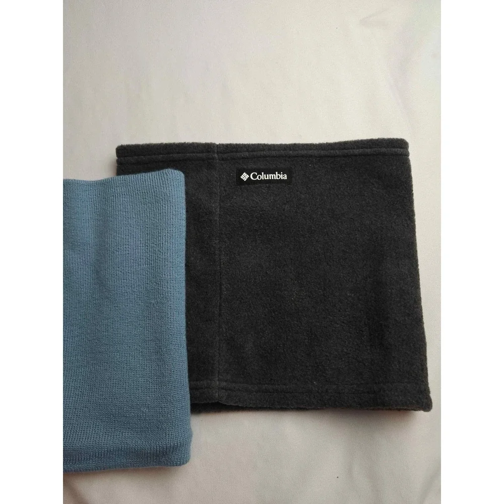 Carhartt Columbia Neck Gaiter Bundle Blue Knit Grey Fleece Winter Scarf Set Mens